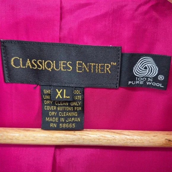 Vtg Classiques Entier Womens Pink Double Breasted Wool Blazer Oversized Size XL - Picture 6 of 13